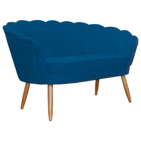Namoradeira Poltrona Decorativa Pétala Pé Palito Suede Azul Royal - Fm