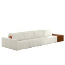 Ver imagem 2 de Sofá Ilha Modulado Milos 432cm Puff Lateral Offwhite Caramelo Manchado Bouclê/pu G33 - Gran Belo