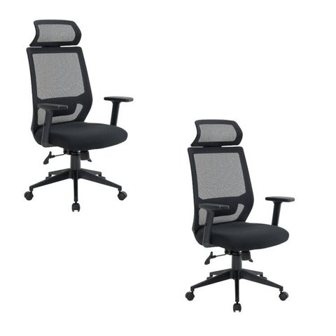 Kit 2 Cadeiras Escritório Presidente Ergonômica NR17 Genebra Preto