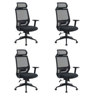 Kit 4 Cadeiras Escritório Presidente Ergonômica NR17 Genebra
