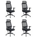 Ver imagem 1 de Kit 4 Cadeiras Escritório Presidente Ergonômica NR17 Genebra Preto