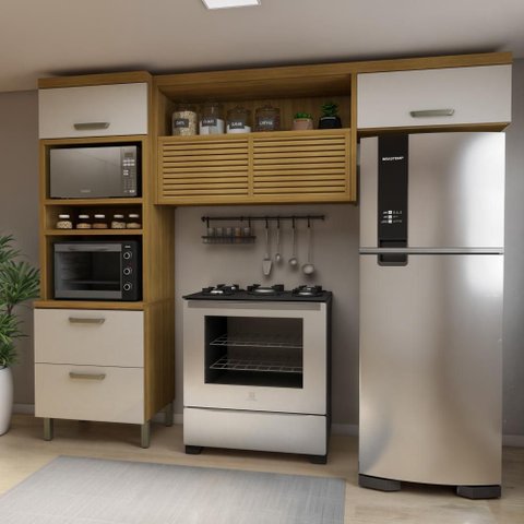 Cozinha Compacta Princesa 4 Portas 1 Gaveta Freijó/off White Nesher