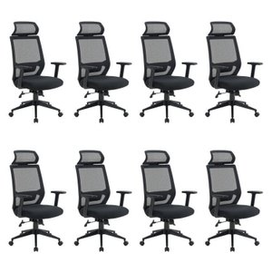Kit 8 Cadeiras Escritório Presidente Ergonômica NR17 Genebra