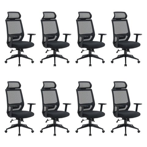 Kit 8 Cadeiras Escritório Presidente Ergonômica NR17 Genebra
