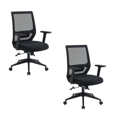 Kit 2 Cadeiras Escritório Diretor Ergonômica NR17 Genebra Preto