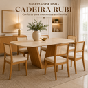Ver imagem 2 de Kit 6 Cadeira Estofada Jantar Rubi Linho Madeira Maciça:Bege