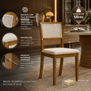 Ver imagem 4 de Kit 6 Cadeira Estofada Jantar Rubi Linho Madeira Maciça:Bege