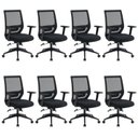 Ver imagem 1 de Kit 8 Cadeiras Escritório Diretor Ergonômica NR17 Genebra Preto