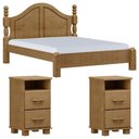 Ver imagem 1 de Cama Queen Classica 02 Mesas de Cabeceira Madeira Maciça Milani Store Freijo