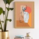 Ver imagem 1 de Quadro Decorativo Mulher Abstrato 45x34cm - com Vidro:moldura Branca