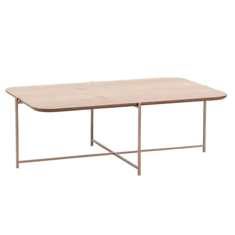 Mesa de Centro Oriente Retangular Nacional Móveis 92 Cm (larg) Tampo Mdf Amêndoa Base Metal