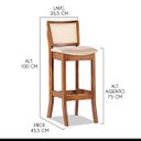 Ver imagem 3 de Kit 3 Banquetas Alta Portugal com Encosto Rattan Estofada Linho Bege M58