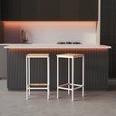 Ver imagem 1 de Kit 2 Banqueta em Aço Alta Industrial com Assento de Madeira Maciça 75cm - Branca