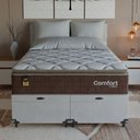 Ver mais imagens de Cama Box Baú Casal Bipartido Colchão Comfort Class Pillowtop Marrom/suede Branco