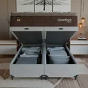 Ver imagem 6 de Cama Box Baú Casal Bipartido Colchão Comfort Class Pillowtop Marrom/suede Branco