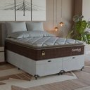 Ver imagem 7 de Cama Box Baú Casal Bipartido Colchão Comfort Class Pillowtop Marrom/suede Branco