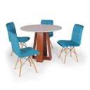 Ver imagem 1 de Kit Mesa de Jantar Off White 100cm C/ 4 Cadeiras Turquesa