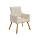 Ver imagem 1 de Poltrona Cadeira Decorativa c/ Costas Vazadas Camila Pés Palito Suede Bege - LM DECOR