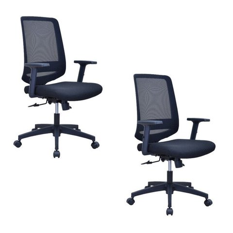 Kit 2 Cadeiras Escritório Diretor Giratória Ergonômica NR17 Shanghai Preto