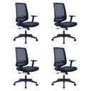 Ver imagem 1 de Kit 4 Cadeiras Escritório Diretor Giratória Ergonômica NR17 Shanghai Preto