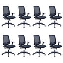 Ver imagem 1 de Kit 8 Cadeiras Escritório Diretor Giratória Ergonômica NR17 Shanghai Preto