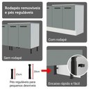 Ver imagem 2 de Kit Balcão + Cristaleira 70cm Branco Cinza Agata Madesa 01 Branco Cinza