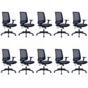 Ver imagem 1 de Kit 10 Cadeiras Escritório Diretor Giratória Ergonômica NR17 Shanghai Preto