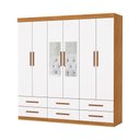 Ver imagem 1 de Guarda Roupa Dallas 6 Portas com Espelho Central 6 Gavetas Carioca Moveis Cinamomo/neve