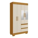 Ver imagem 2 de Guarda-Roupa Solteiro Maya 4 Portas 2 Gavetas com Espelho Off White/Cinamomo - ACP Móveis