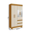 Ver imagem 4 de Guarda-Roupa Solteiro Maya 4 Portas 2 Gavetas com Espelho Off White/Cinamomo - ACP Móveis