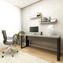 Ver imagem 1 de Escrivaninha Escritório Home Office 1,70m x 0,70m com Pés em Metal Industrial Executive F5 Cinza/Sagrado/Preto