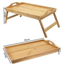 Bandeja Mesa Dobravel Notebook Bambu Apoio Cafe da Manha Cama Suporte Home Office Sofa Multiuso Made - 8