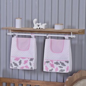 Porta Fralda Organizador Quarto de Bebê Menino Menina 2 Peças Varão:nuvem Rosa