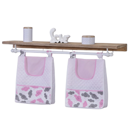 Porta Fralda Organizador Quarto de Bebê Menino Menina 2 Peças Varão:nuvem Rosa - 2