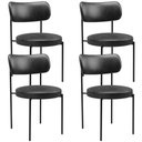 Ver imagem 2 de Kit 04 Cadeiras Estofadas para Sala de Jantar Louise L02 Couríssimo Preto - Lyam Decor