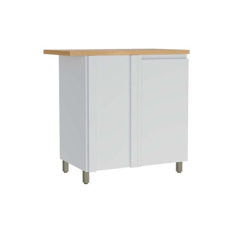 Gabinete de Cozinha Modulado Balcão Rainha Canto Reto Dir-esq 1 Porta C-tampo 92cm Branca-nature
