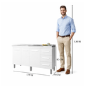 Ver imagem 2 de Balcão de Pia 150 Cm Diana Cozinha Gabinete Armário  3 Portas 3 Gavetas Branco - Moblis