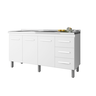 Balcão de Pia 150 Cm Diana Cozinha Gabinete Armário  3 Portas 3 Gavetas Branco - Moblis - 4