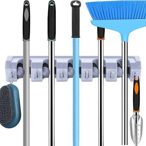 Suporte Multiuso Resistente 5 Posições 6 Ganchos Vassoura Pá