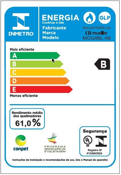Fogão Cooktop 4 Bocas Ultra Chama Mcg4bl Grade Dupla Mesa de Alumínio Mueller - 6