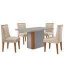 Ver imagem 2 de Mesa de Jantar Isadora 120cm Tampo MDF Vidro com 4 Cadeiras Veludo Creme Off White Naturale