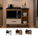 Ver imagem 7 de Balcão Cooktop 5 Bocas com Nicho Micro-Ondas Córdoba 1 Gaveta Pés PVC - Freijó/Off