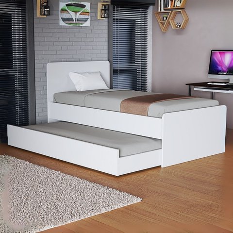 Bicama Amanda Branca Solteiro em Mdf Resistente Moderno