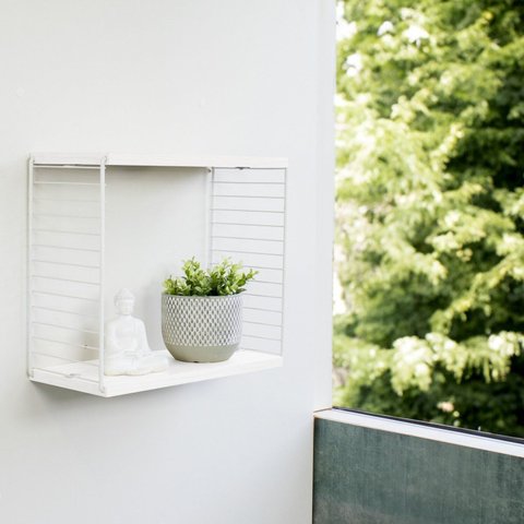 Cubo Decorativo de Madeira e Aço de Parede Branco