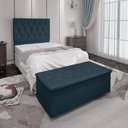 Ver imagem 4 de Kit Cabeceira e Calçadeira Baú Solteiro 0,90m Madrid Suede - Pallazio Cor Azul Marinho