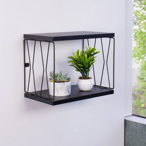 Nicho de Parede Aço e Madeira Pequeno