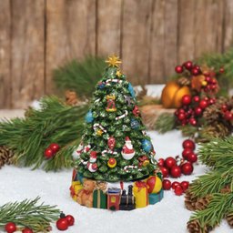 Arvore Natalina Muscial Decorada em Resina a Corda 21,5cm - 2