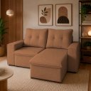 Ver imagem 2 de Sofá Retrátil e Reclinável 2 Lugar Lotus 1,50m-Élpis Móveis - Linho Chocolate