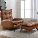 Ver imagem 1 de Poltrona Espreguiçadeira com Puff A320 Couríssimo Nozes