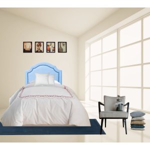 Cabeceira Provençal Deluxe Solteiro Corino Azul Bebê Tachas